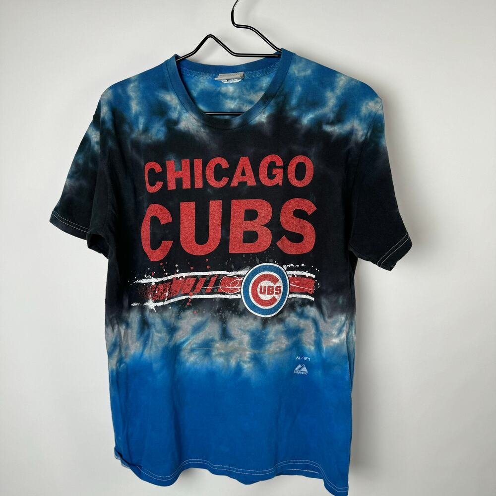 Chicago Cubs Short Sleeve Tee Black‎ & Blue Tie Dye MLB Baseball M Wrigley